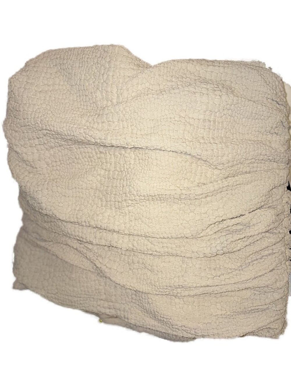 H&M Cream Textured Ruched Mini Skirt US 8 EUR 40 Lined Side Zip Neutral Chic